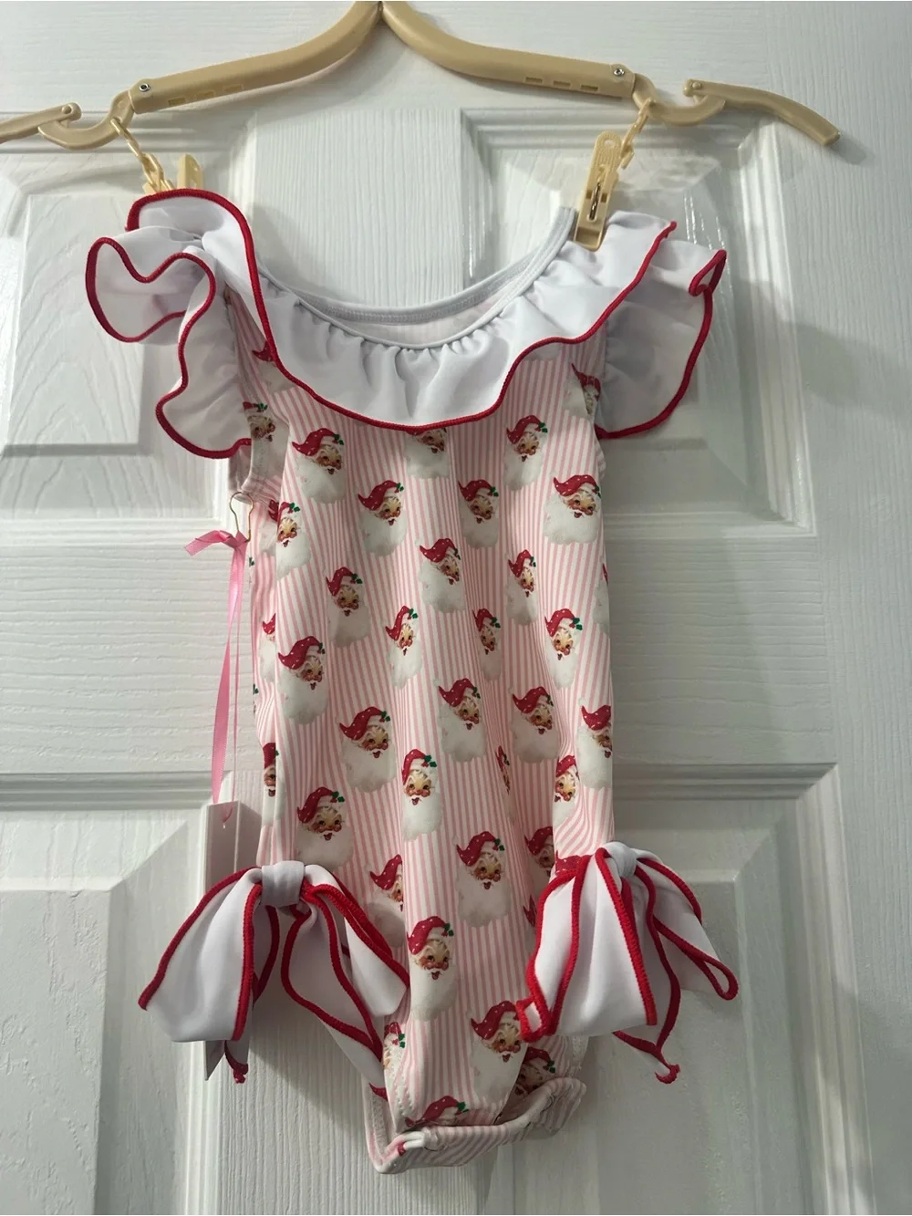 Cecil and Lou One-Piece Swimsuit with Vintage Santa/Christmas Design